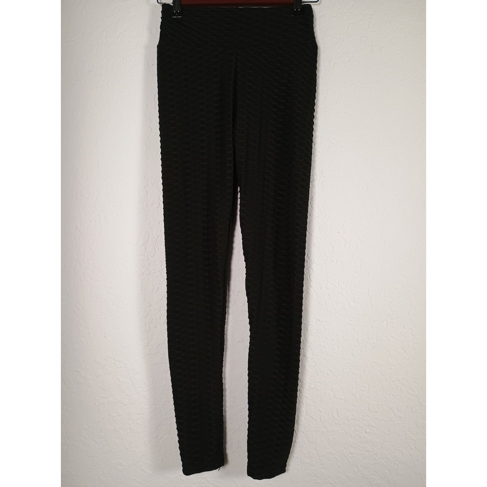 New Mix Black Textured Scrunch Butt Lifting Leggings‎ Size S/M High Waist Yoga